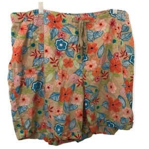 Just my size JMS multi floral linens blend beige drawstring shorts